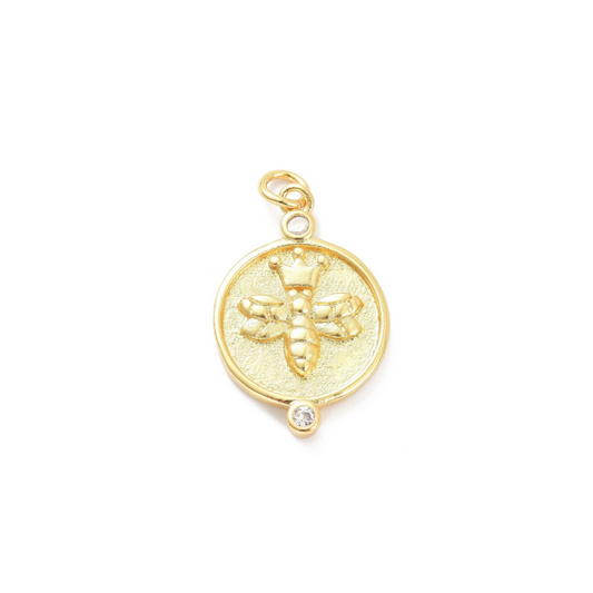 Front view of the Gold Busy Bee Charm
