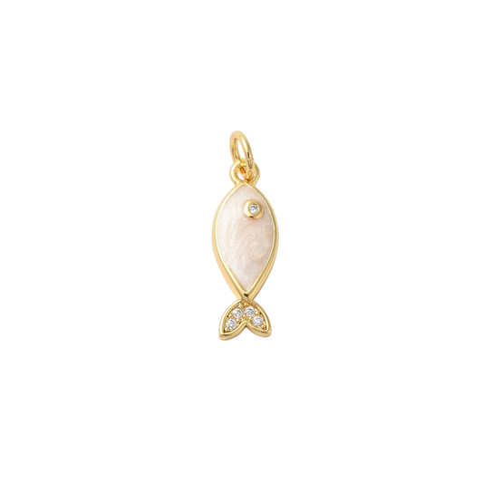 Front view of the Gold Pearlescent Fish Charm