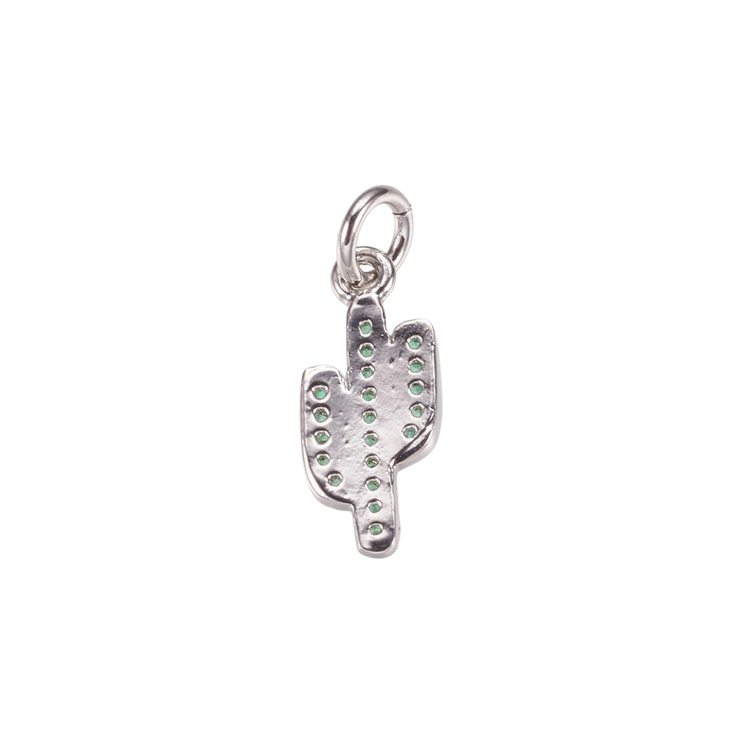 Silver Cubic Zirconia Cactus Charm