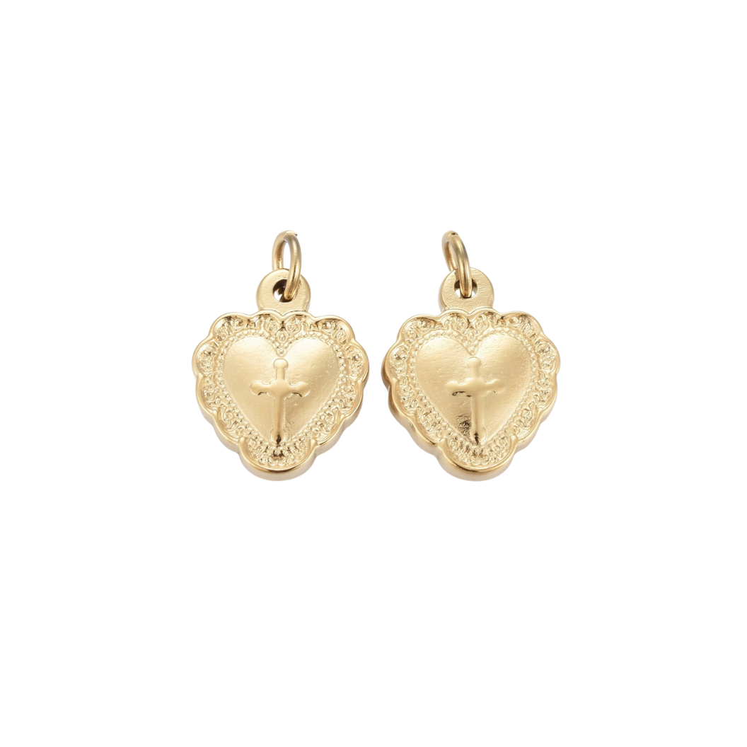 Gold Vintage "Cross My Heart" Charm