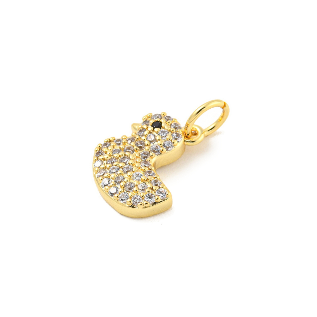 Side view of the Gold Rubber Duck Charm
