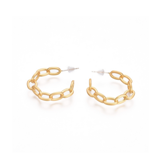 Front view of the Gold Linked Hoops | Pair
