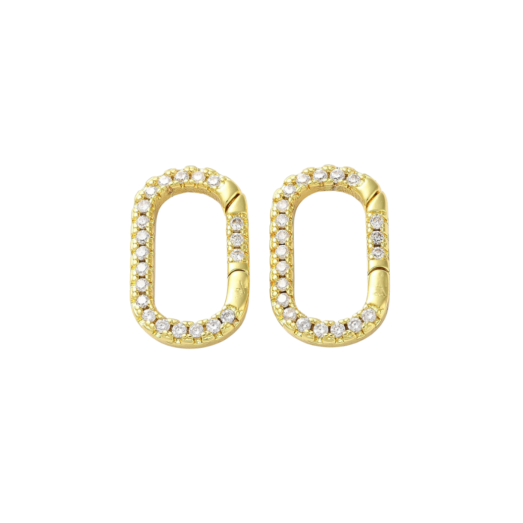 Gold Blair Carabiner | Cubic Zirconia Oval Necklace Carabiner