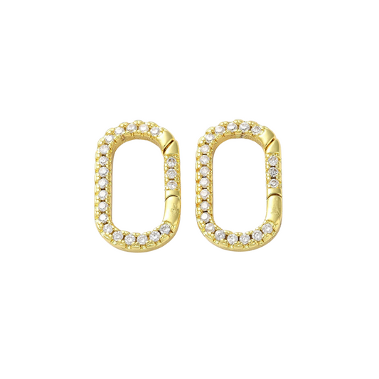 Front of two Gold Blair Carabiner | Cubic Zirconia Oval Necklace Carabiner