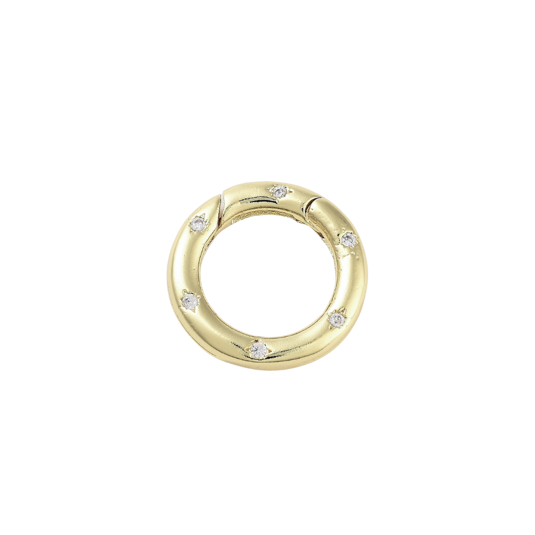 Gold Lily Carabiner | Cubic Zirconia Circle Necklace Carabiner