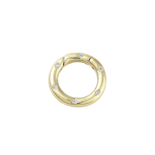 Front view of the Gold Lily Carabiner | Cubic Zirconia Circle Necklace Carabiner