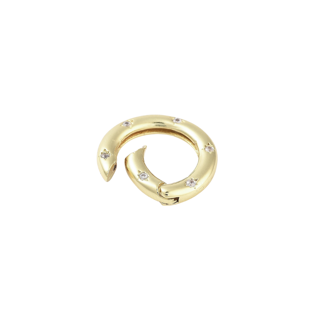 Gold Lily Carabiner | Cubic Zirconia Circle Necklace Carabiner