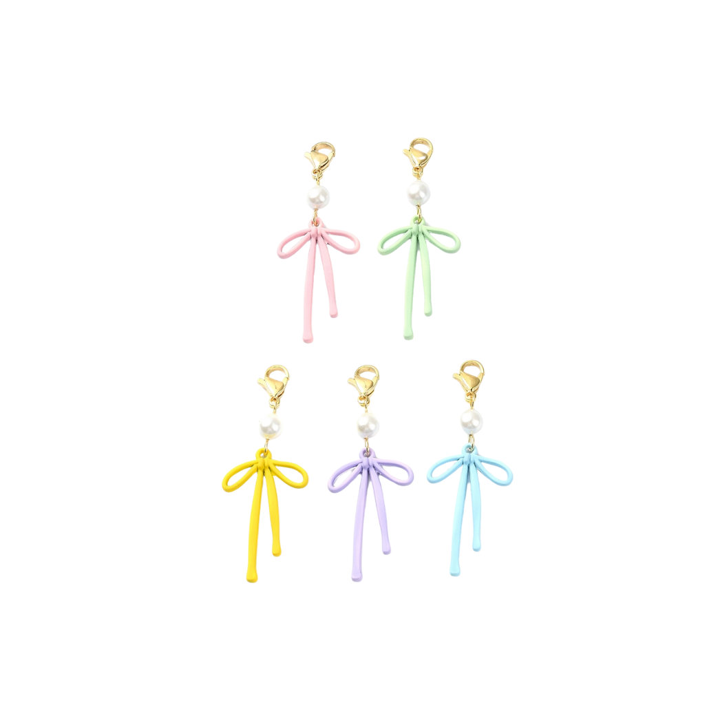 Front of five Bowknot Alloy with Pearl | Shoe, Purse, & Hat Charm