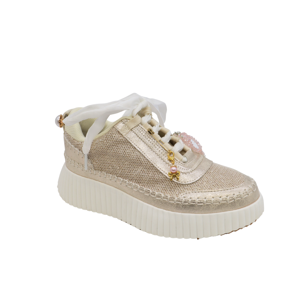 Golden Safety Pins | Shoe, Purse, & Hat Charm on a shoe