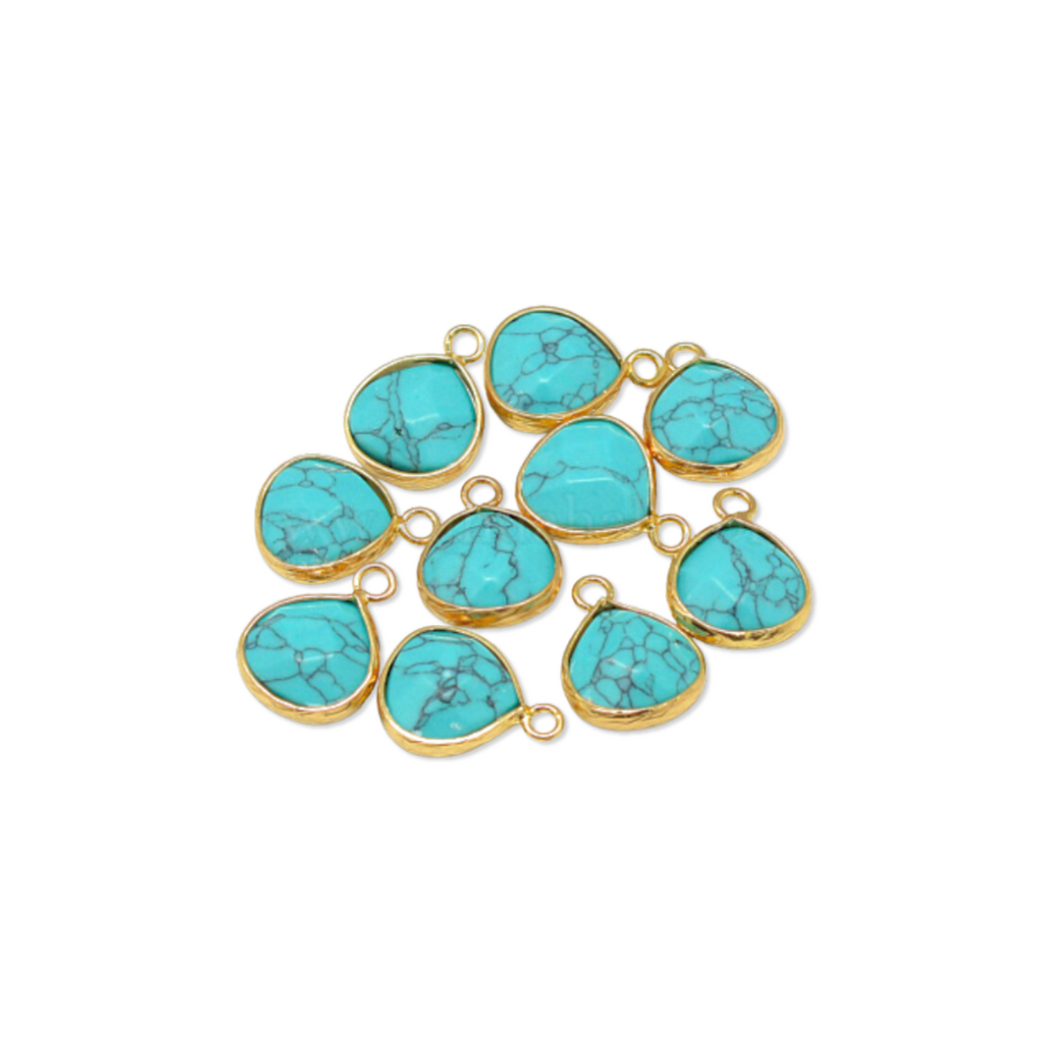 Gold Framed Turquoise Teardrop Charm