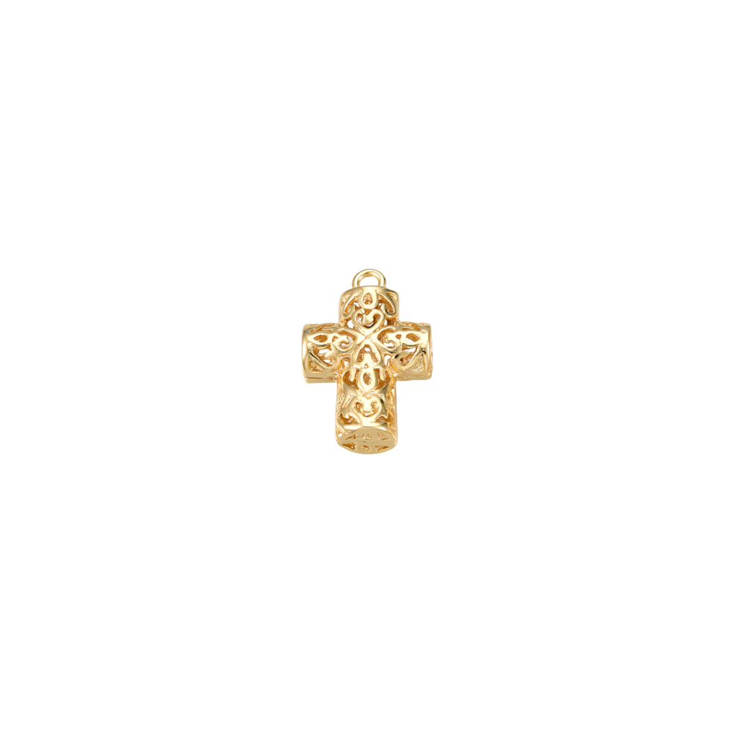 Gold Hollow Cross Charm