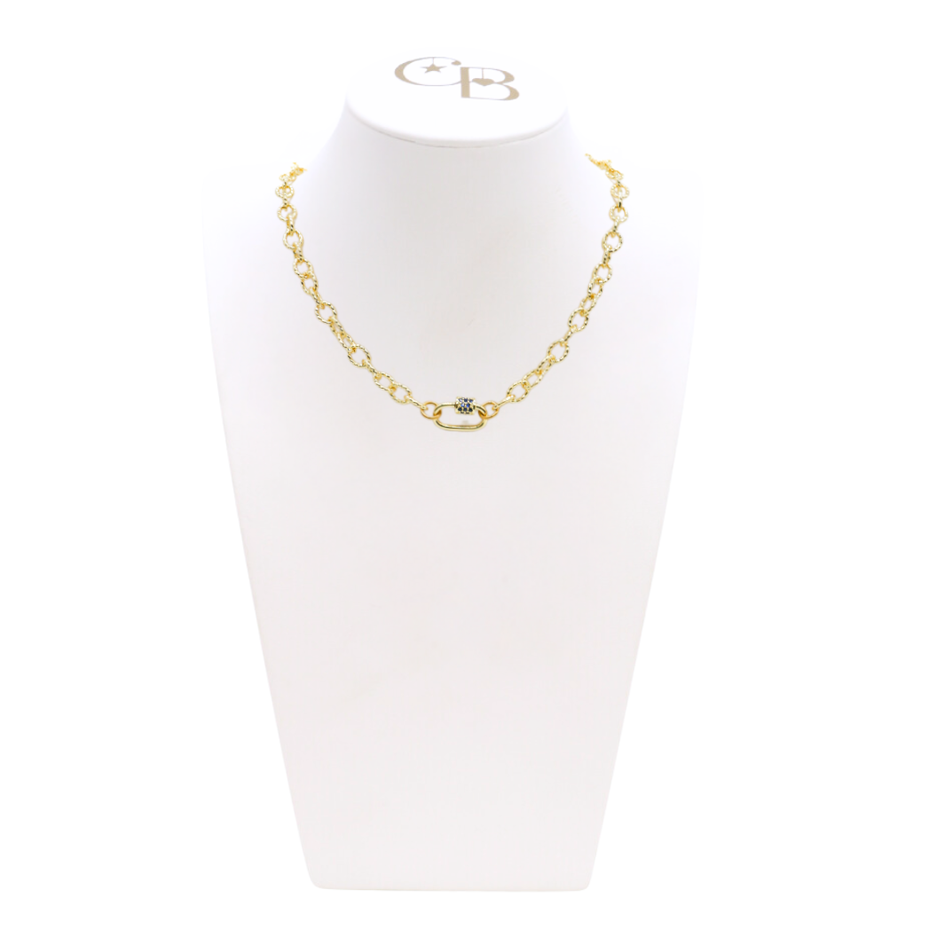 Gold Alexis Necklace with Assorted Color Cubic Zirconia Small Gabi Carabiner