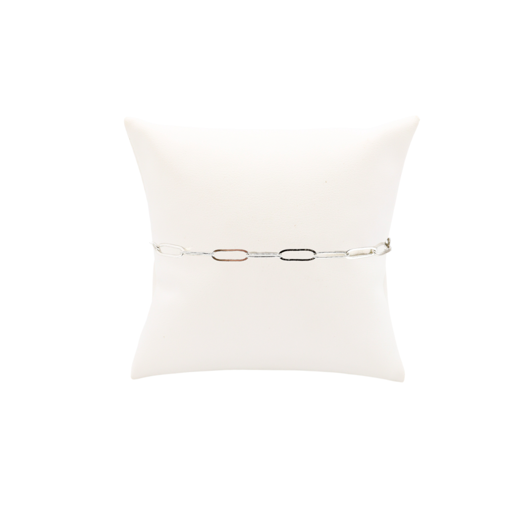 Silver Ashley Paperclip Charm Anklet | 10 inch