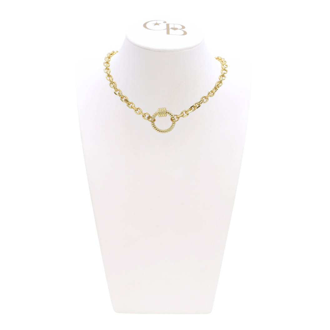 Gold Jamesyn Necklace with Round Bella Carabiner