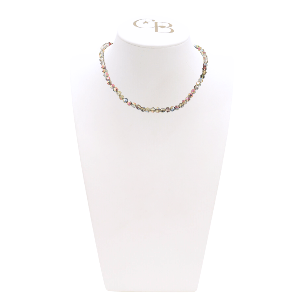 Front of the Silver Iris Beaded Necklace | Assorted on CB Bust