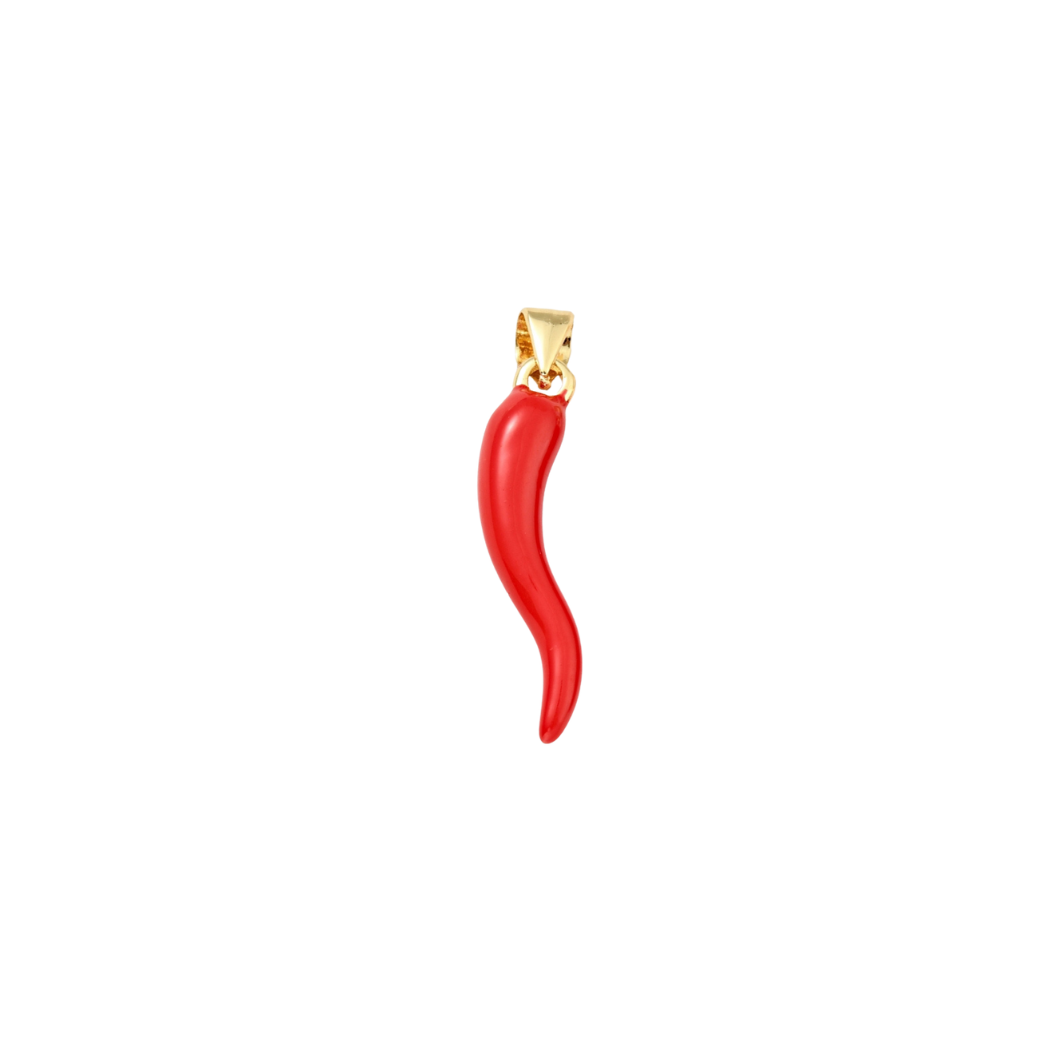 Transparent view of the Gold Red Hot Chili Pepper Charm