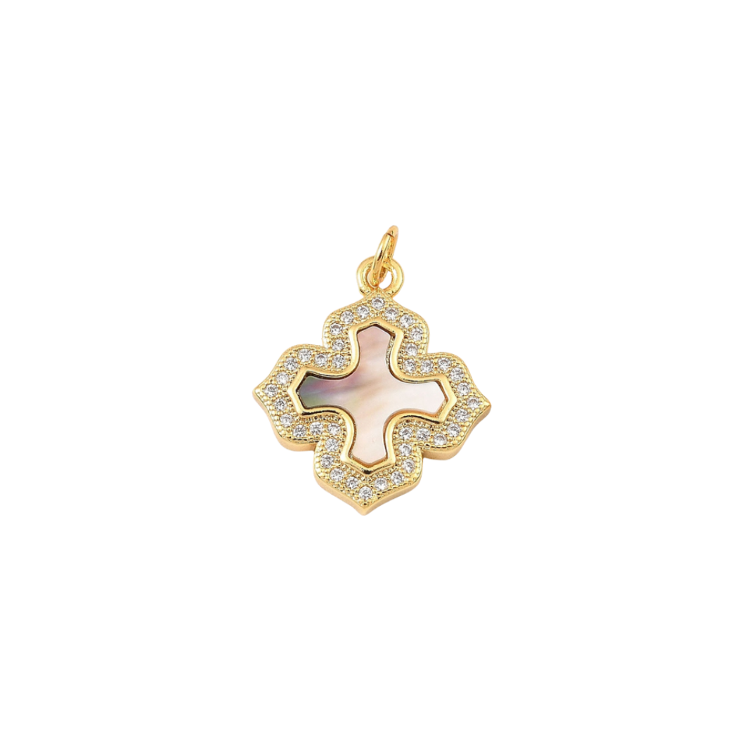 Transparent view of the Gold Cubic Zirconia Shell Charm