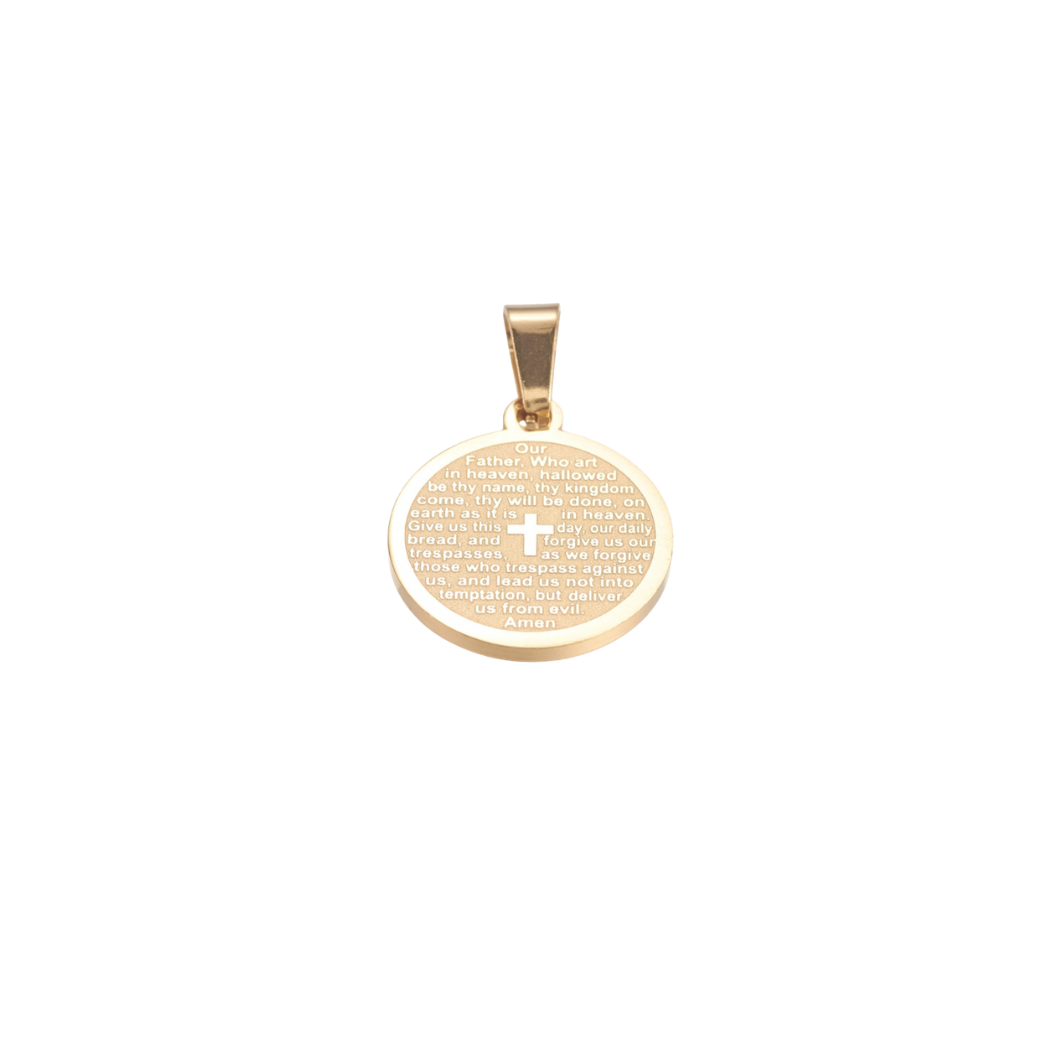 Transparent view of the Gold Matte Lord's Prayer Disk Cubic Zirconia