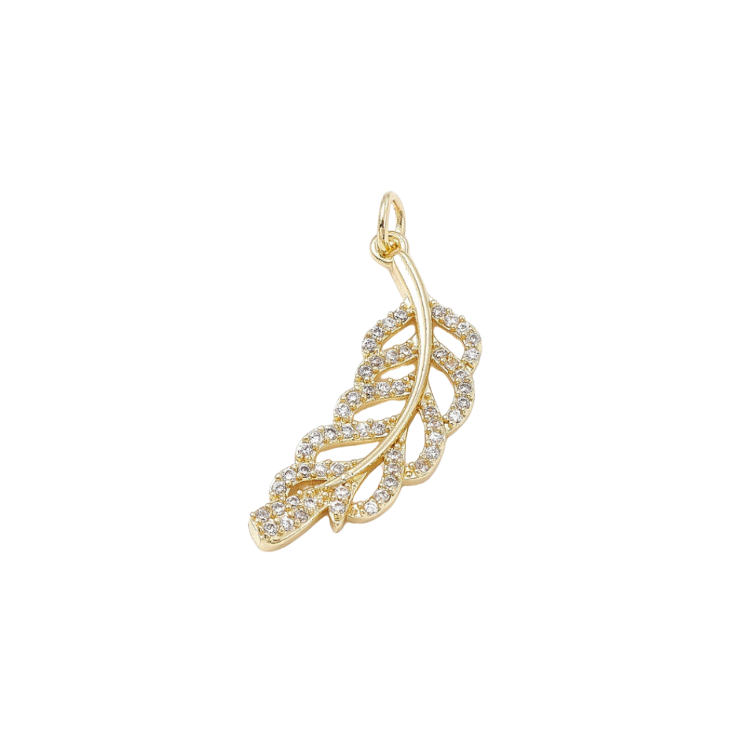 Transparent view of the Gold Cubic Zirconia Tropical Leaves Charm