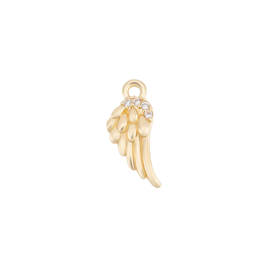 Transparent view of the Gold Angel Wing Charm