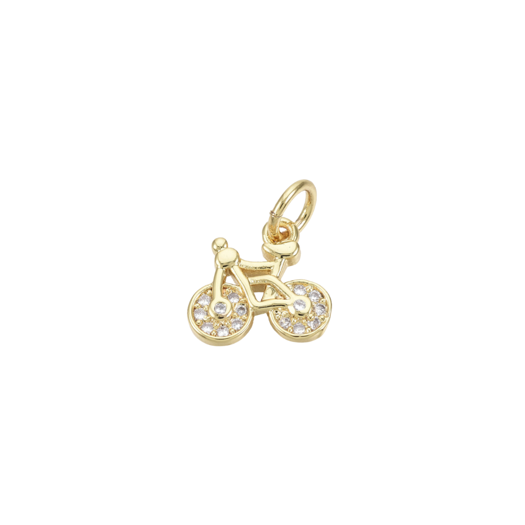 Transparent view of the Gold Micro Pave Cubic Zirconia Bike Charm