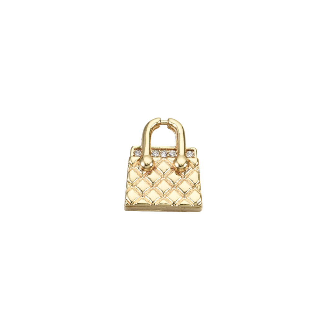 Transparent view of the Gold Micro Pave Cubic Zirconia Handbag Charm