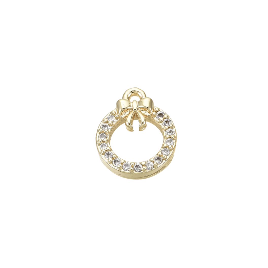 Transparent view of the Gold Cubic Zirconia Christmas Wreath Charm