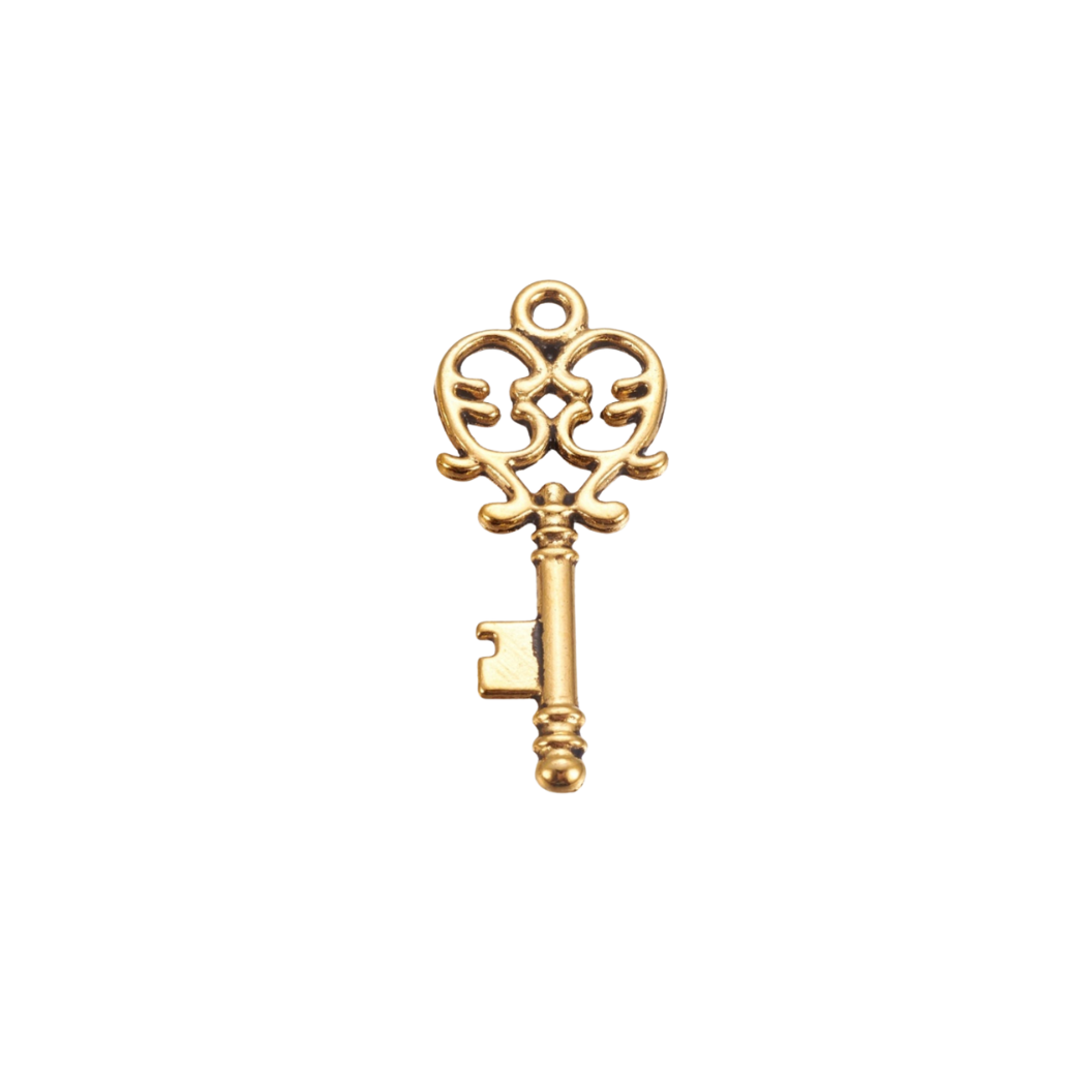 Transparent view of the Gold Antique Key Charm