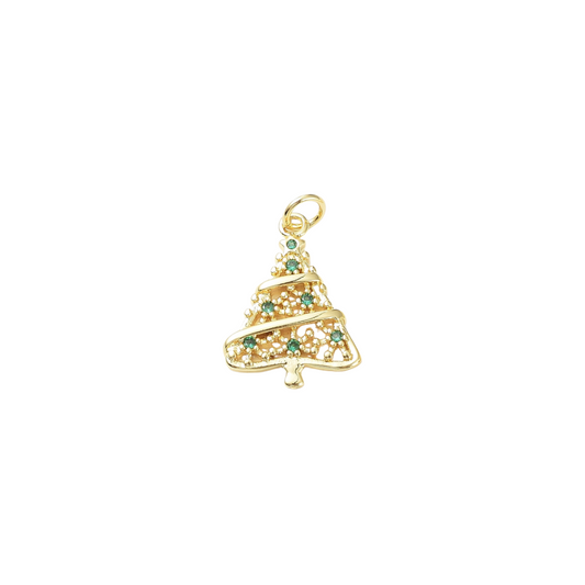 Front of the Gold Evergreen Christmas Tree Charm