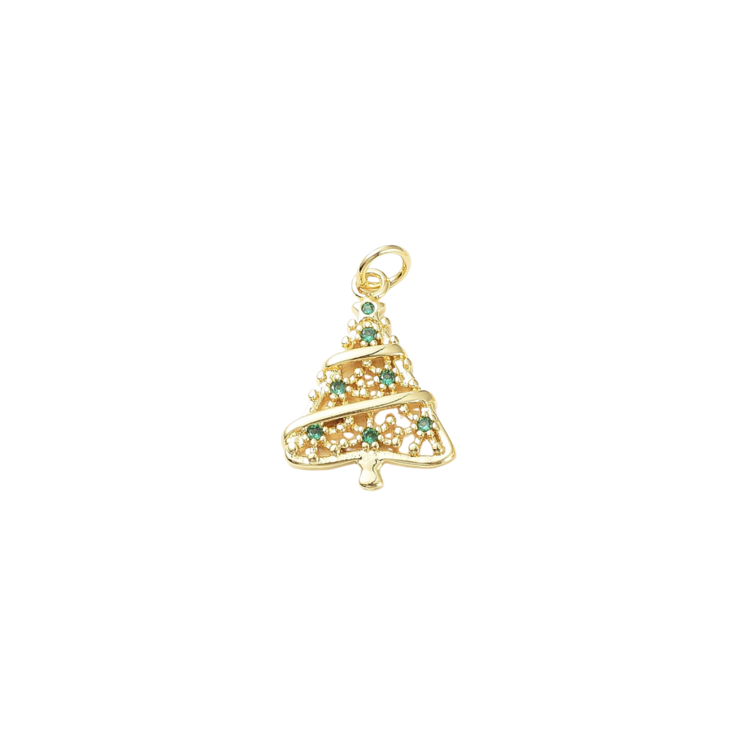Transparent view of the Gold Evergreen Christmas Tree Charm