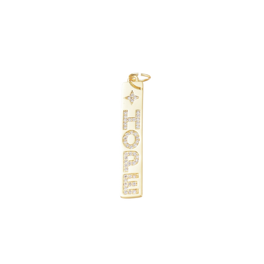 Gold Micro Pave "Hope" Bar Charm