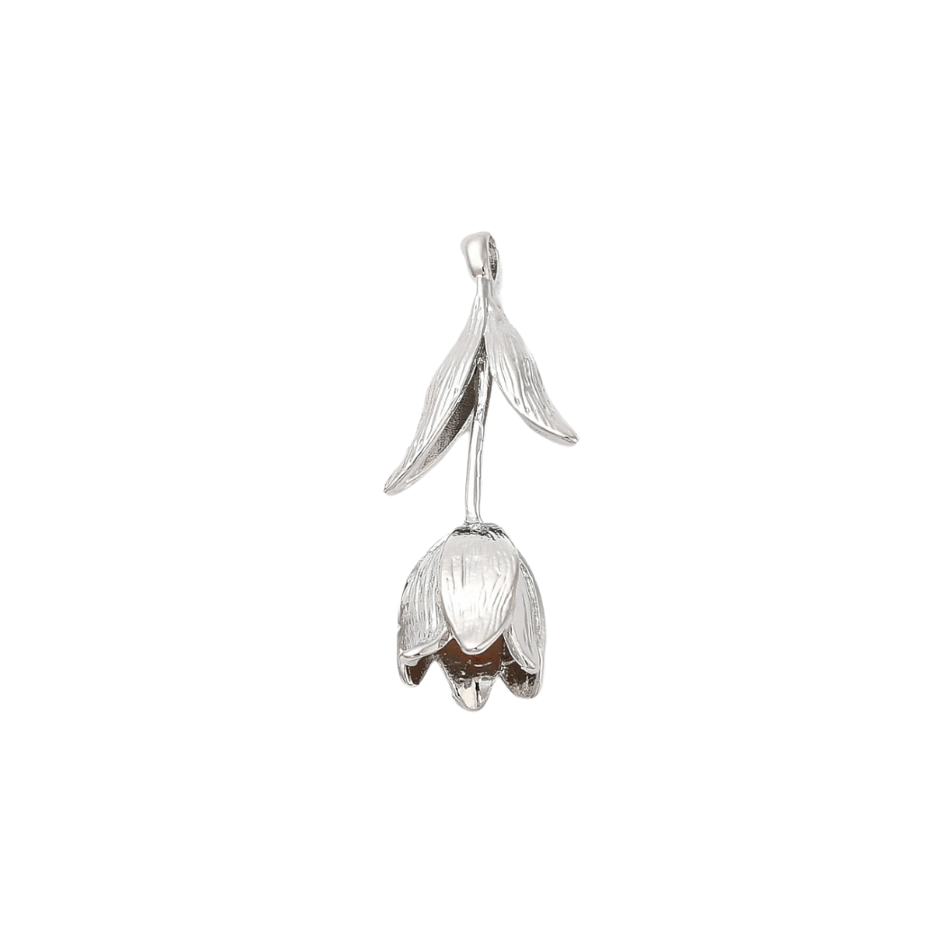 Silver Etched Tulip Charm