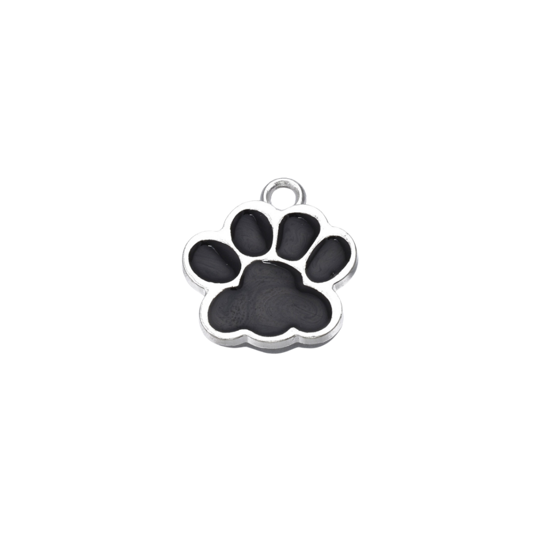 Transparent view of the Silver & Black Puppy Paw Print Charm