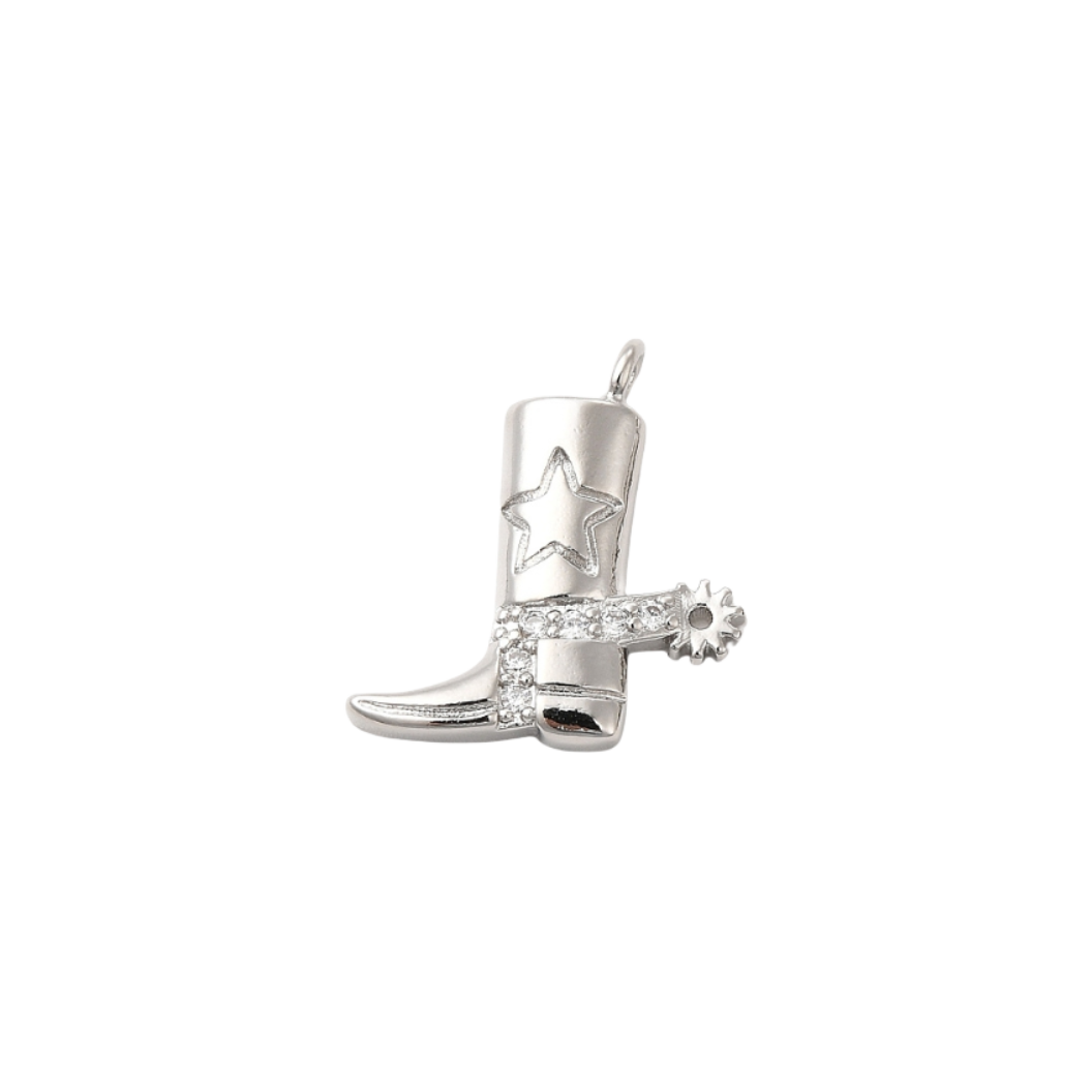 Transparent view of the Silver Western Cowgirl Boot Charm