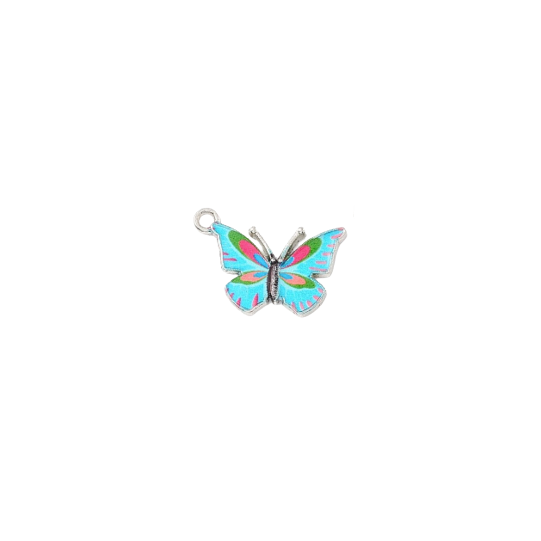 Silver Blue Butterfly Charm