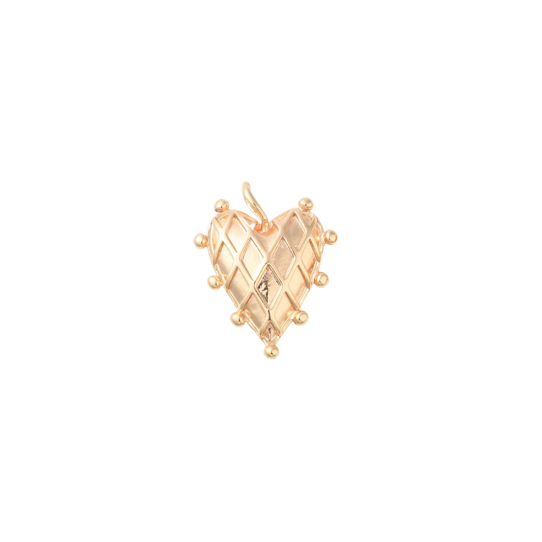 Gold Argyle Studded Heart Charm