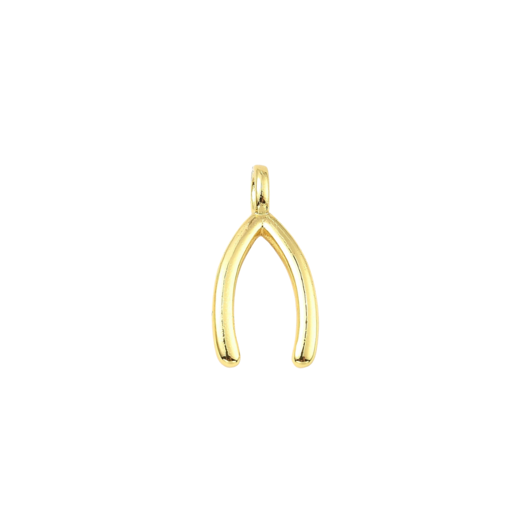 Gold Wishbone Charm