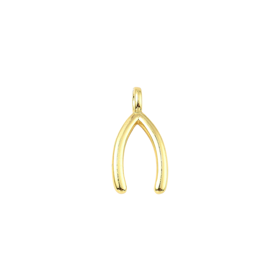 Gold Wishbone Charm
