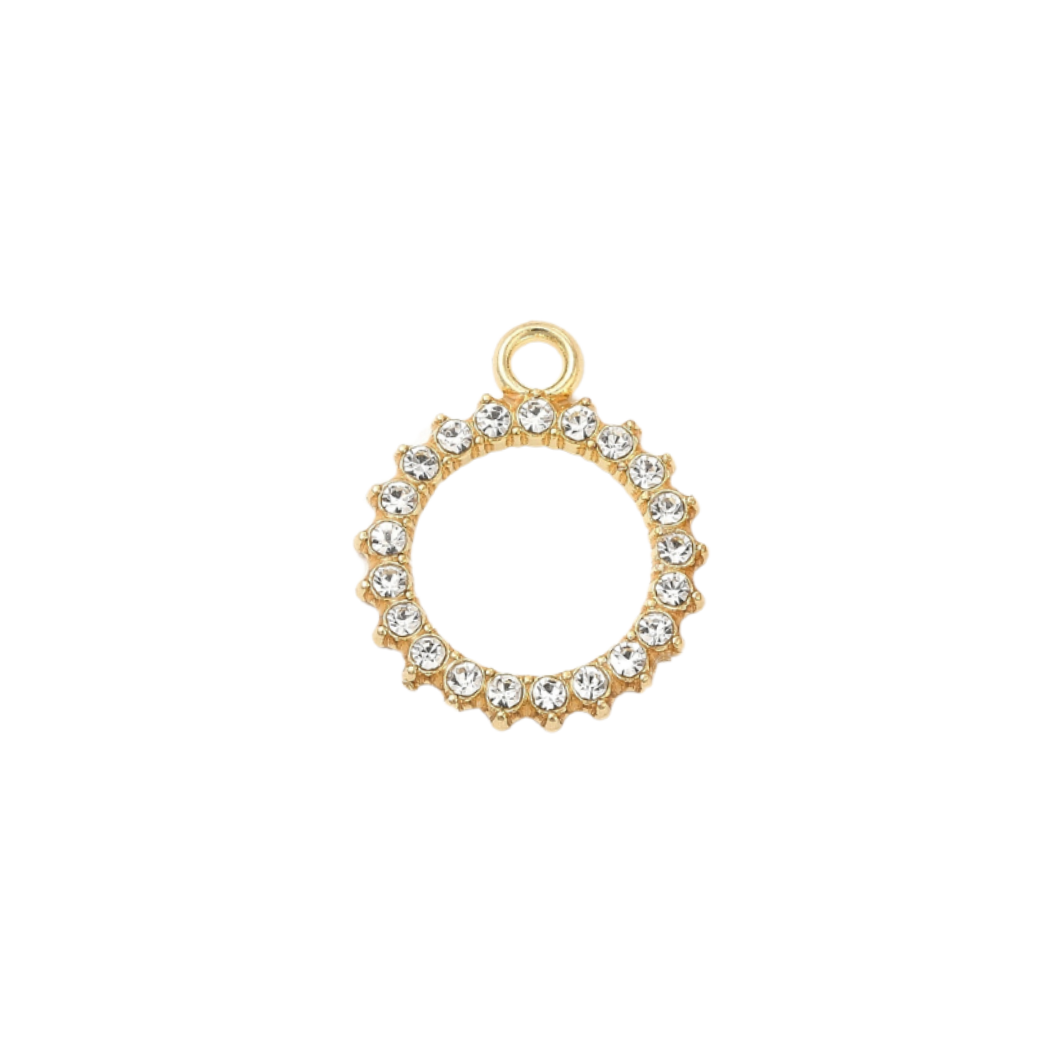 Gold Crystal Open Circle Charm