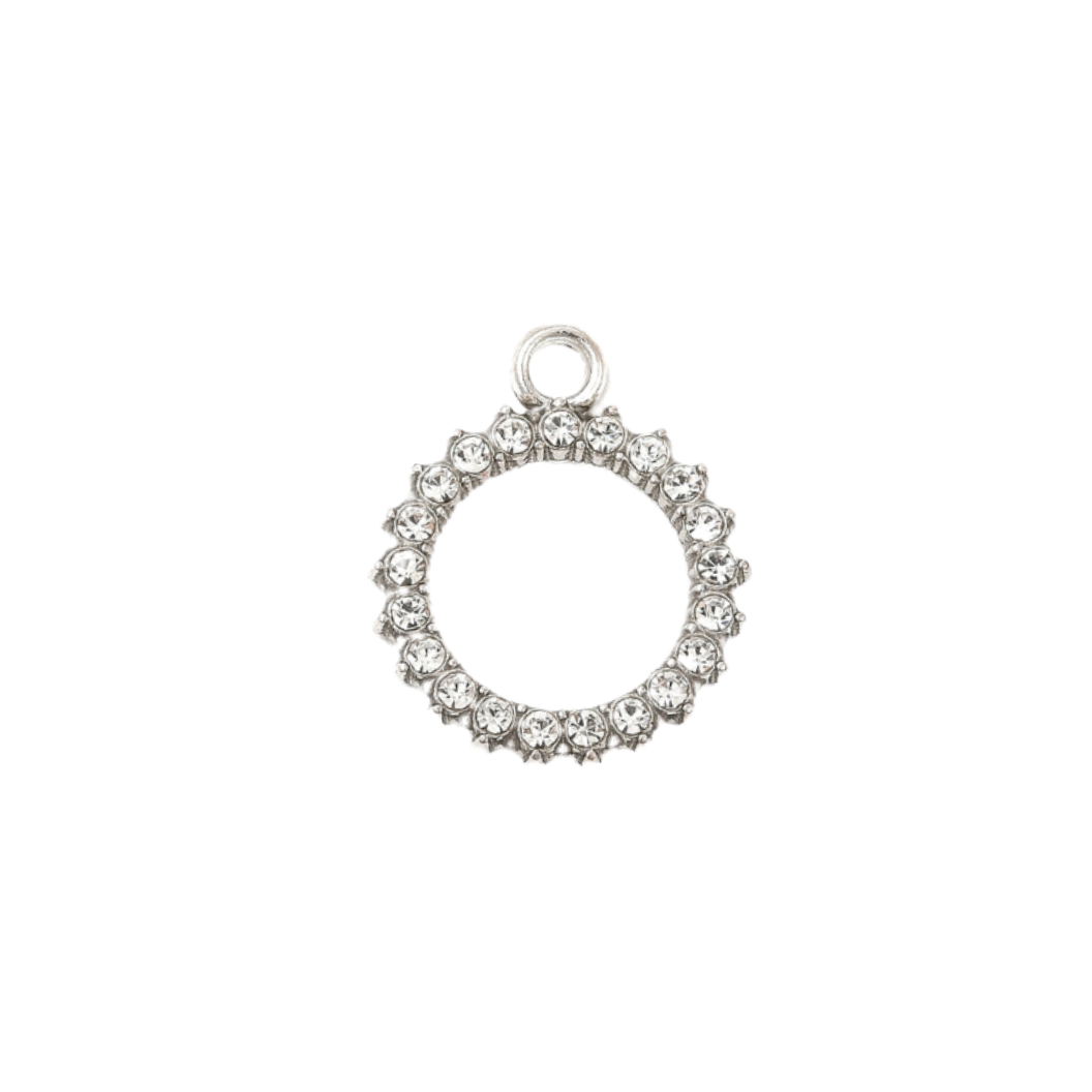 Silver Crystal Open Circle Charm