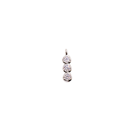 Silver Triple Crystal Charm