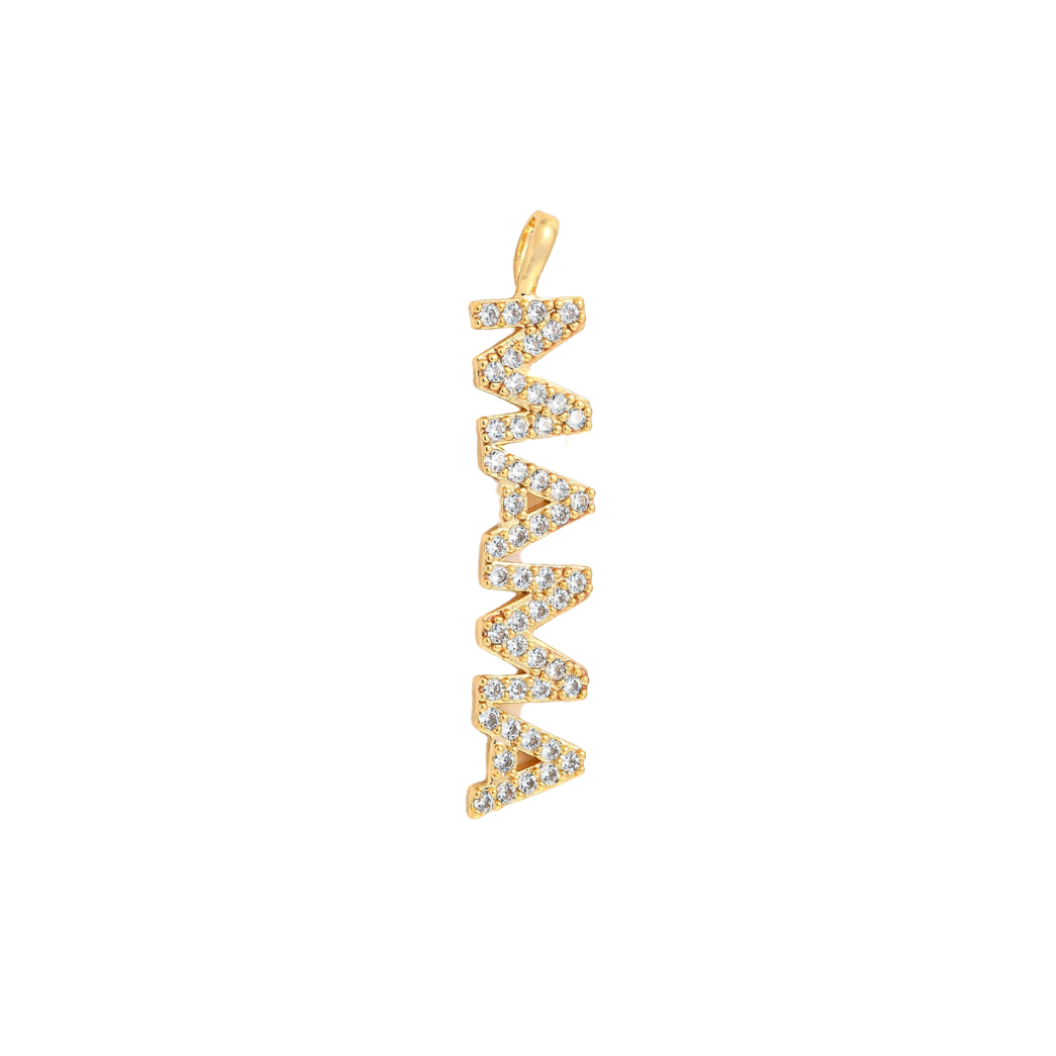 Gold Pave "MAMA" Bar Charm
