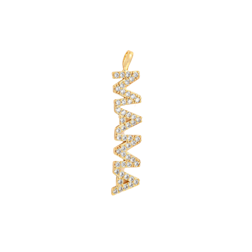 Gold Pave "MAMA" Bar Charm