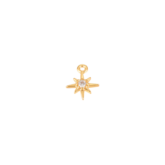 Gold Morning Star Cubic Zirconia Charm
