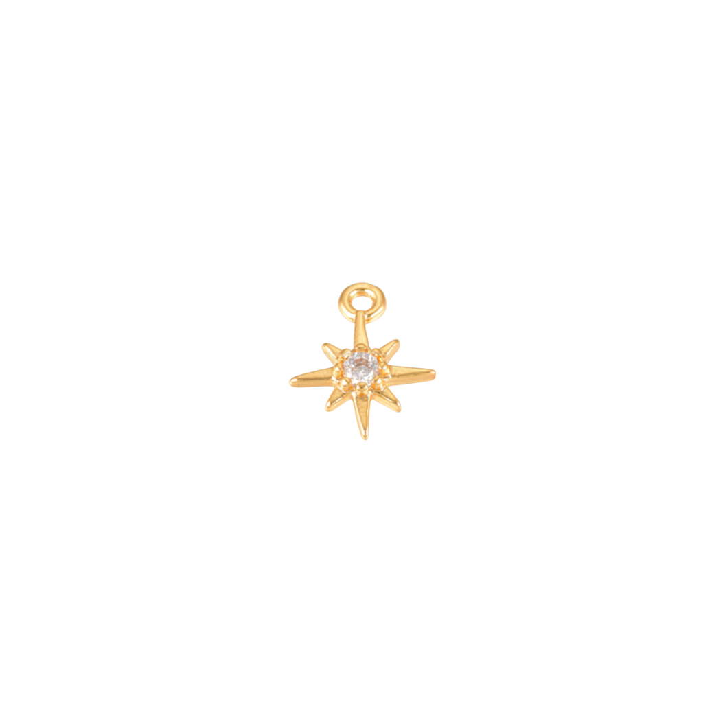 Gold Morning Star Cubic Zirconia Charm