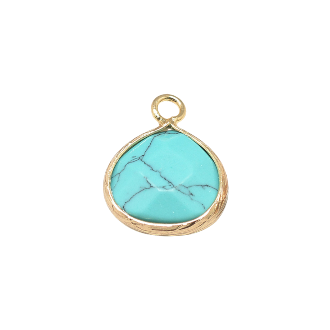 Gold Framed Turquoise Teardrop Charm