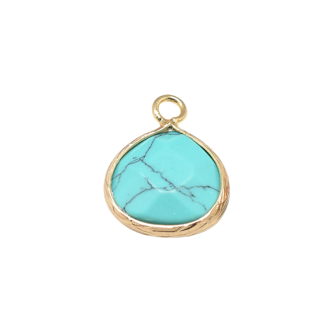 Gold Framed Turquoise Teardrop Charm