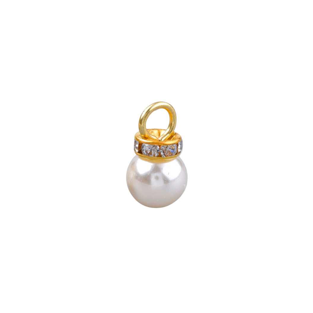 Gold Pearl and Rhinestone Collared Charm