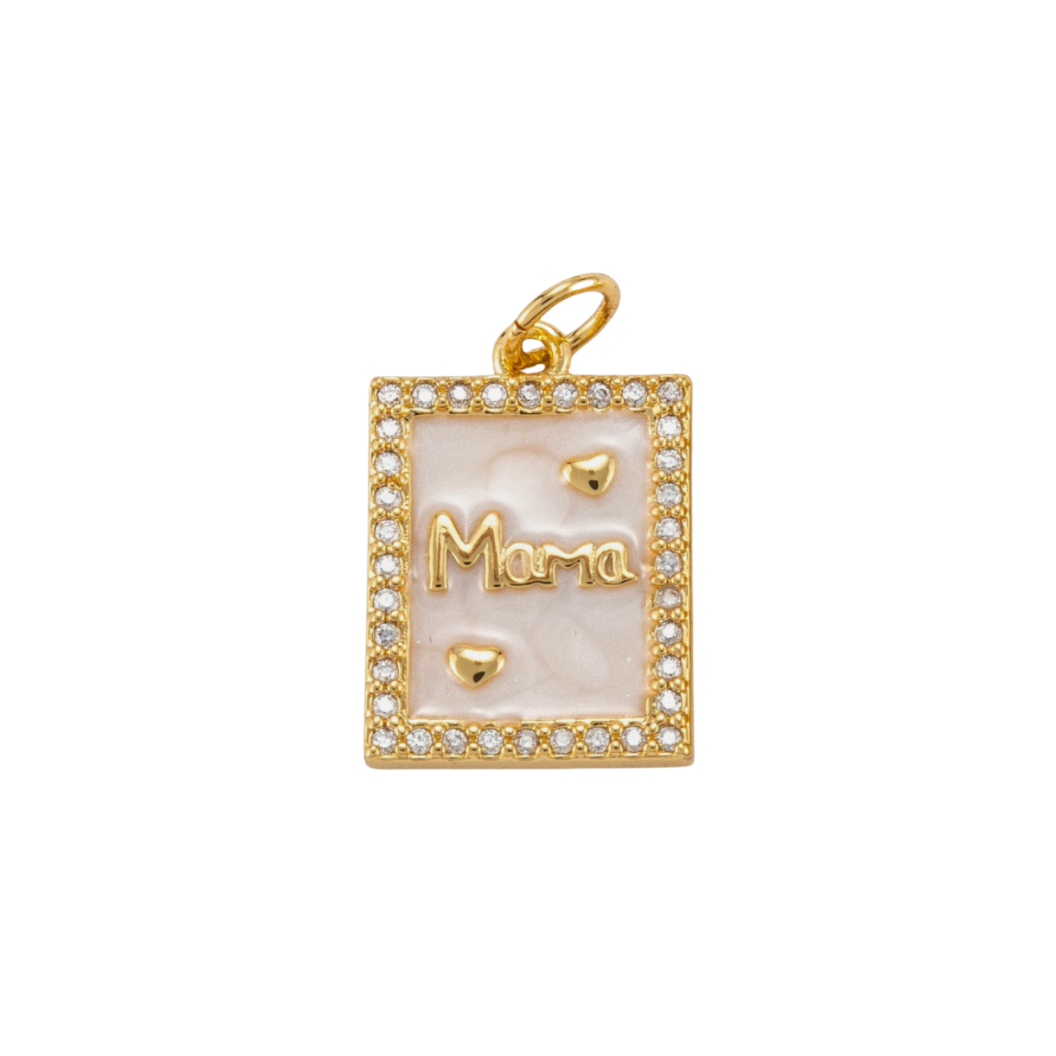 Gold Embellished Rectangular Mama Charm