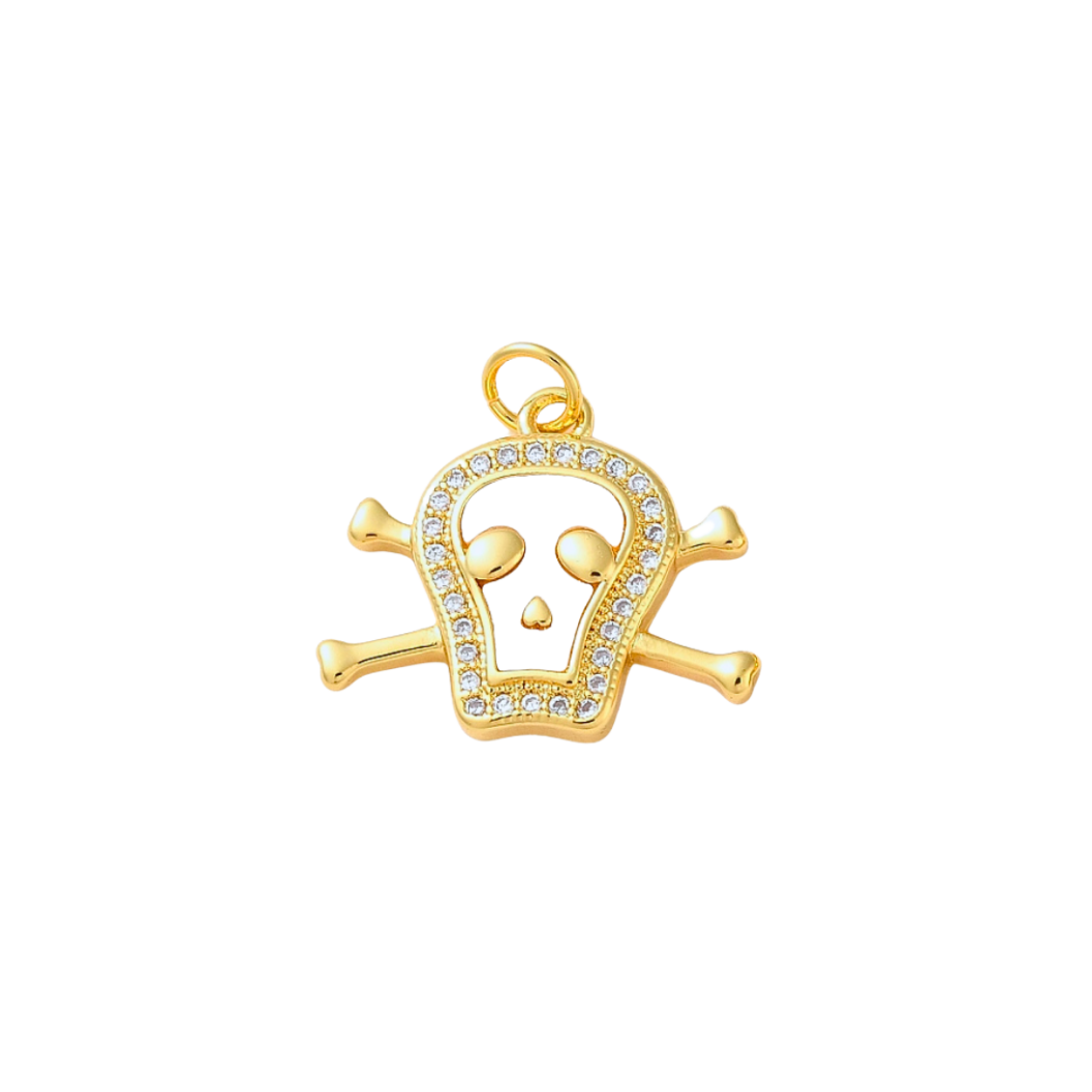 Gold and Pearlescent Embellished Skull Charm